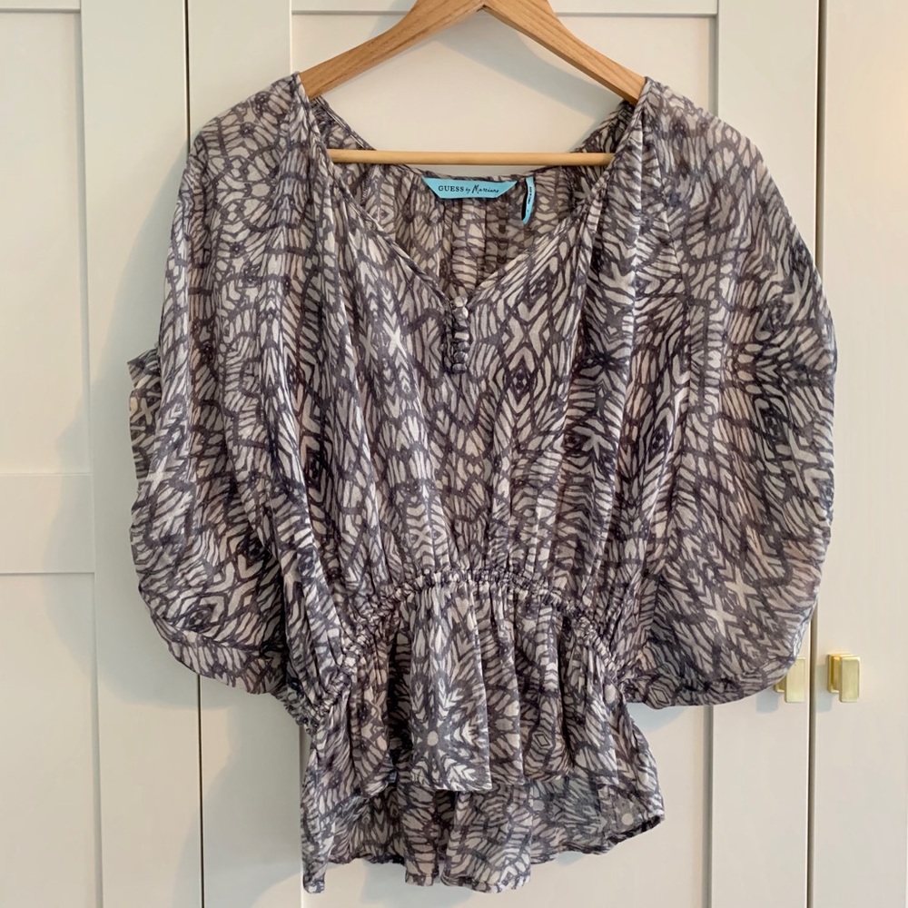 Guess by Marciano Grey Crop Blouse